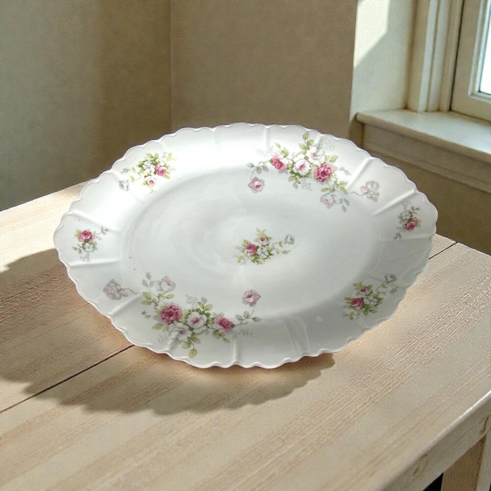 Antique Royal Austria O&E.G. Floral Oval Serving Platter Pink Roses